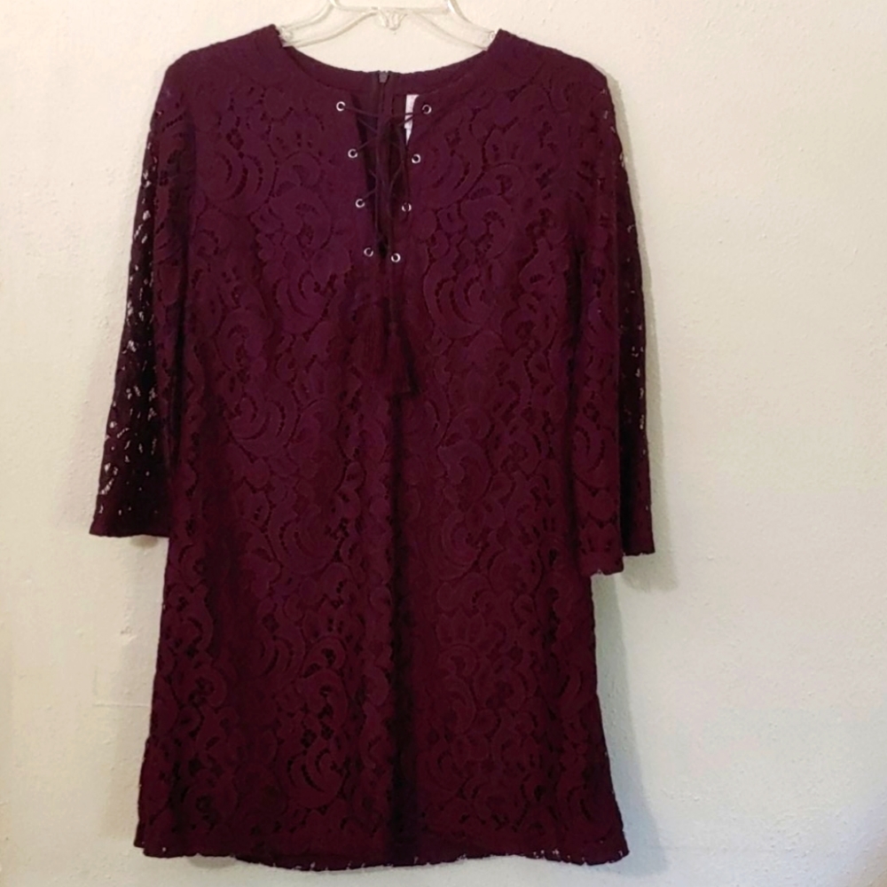 Xhilaration Womens Size Small Long Sleeve, Lined Lace Dress